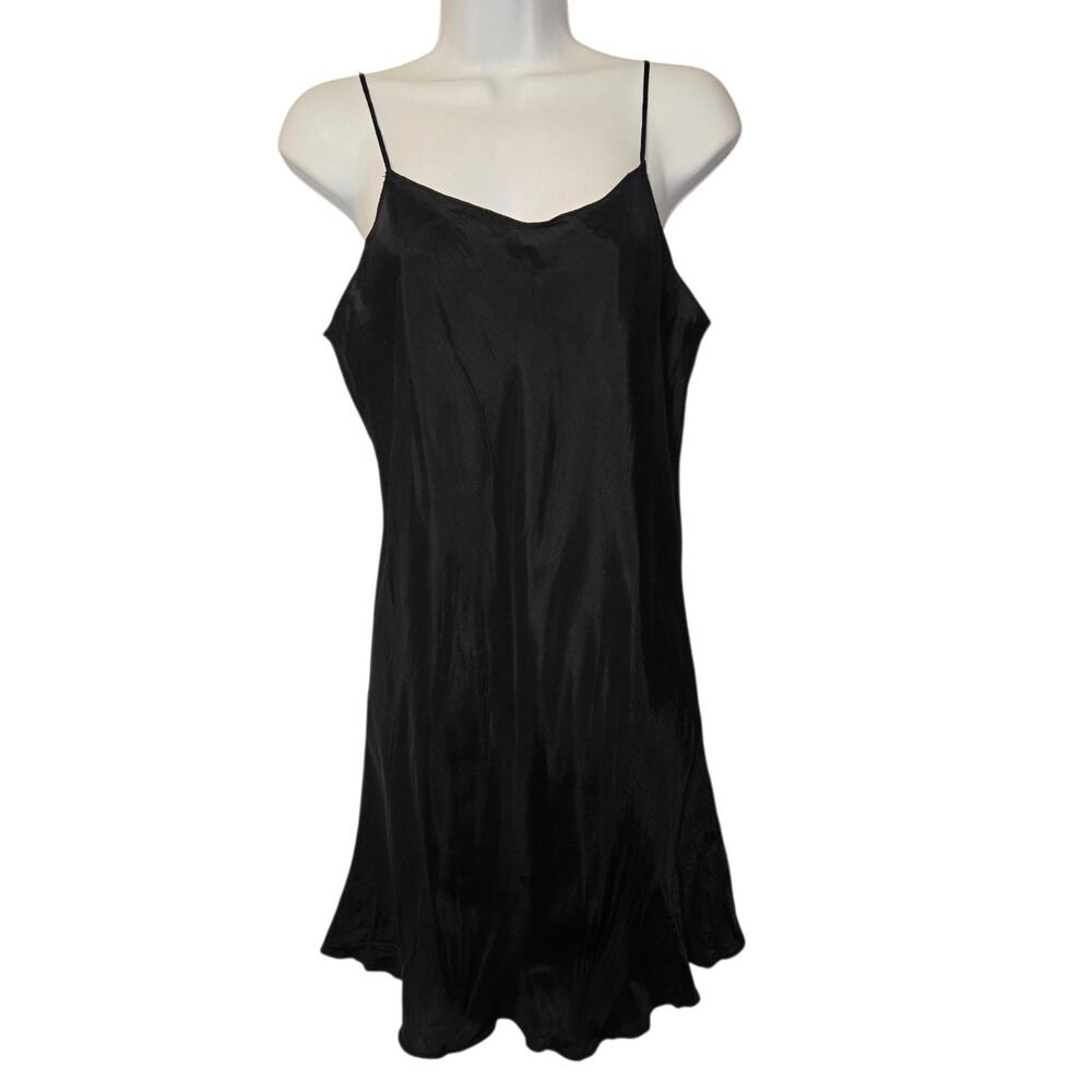 Anna Sui Black Acetate Slip Dress Womens Lingerie Nightgown Chemise Size 6‎